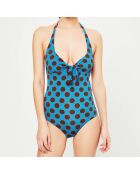Maillot de bain 1 pièce Lunares bleu/marron