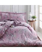 Parure housse de couette  Chicory rose/blanc