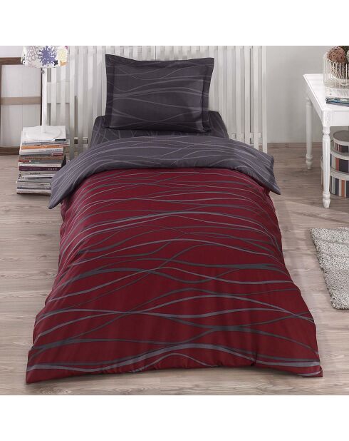 Parure housse de couette  Verda bordeaux/anthracite