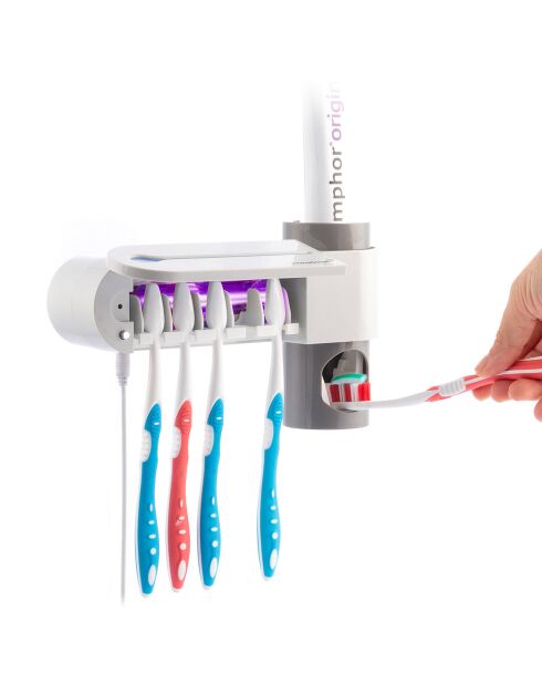 Stérilisateur Brosse à Dents UV avec Support et Distributeur de Dentifrice Smiluv