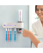 Stérilisateur Brosse à Dents UV avec Support et Distributeur de Dentifrice Smiluv