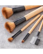 5 Pinceaux de Maquillage en Bois avec Trousse Miset