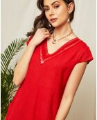 Robe 100% Lin Clémence rouge