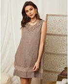 Robe 100% Lin Jeanne taupe