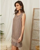 Robe 100% Lin Jeanne taupe