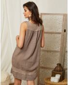 Robe 100% Lin Jeanne taupe