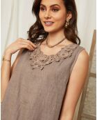 Robe 100% Lin Jeanne taupe