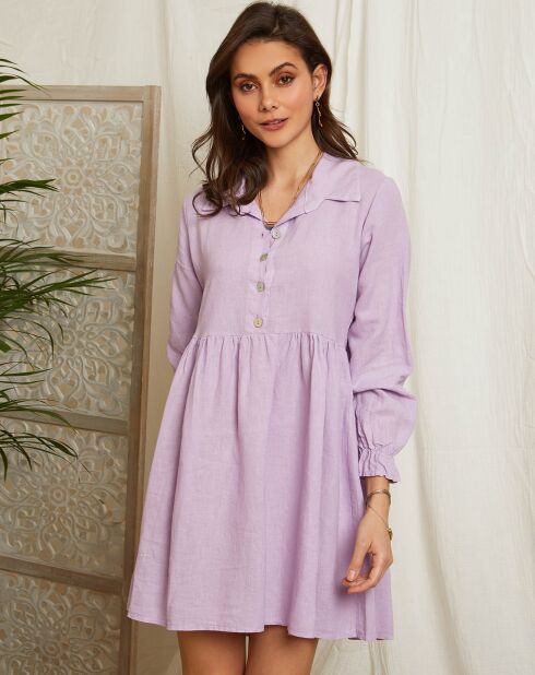 Robe 100% Lin Émilie lilas