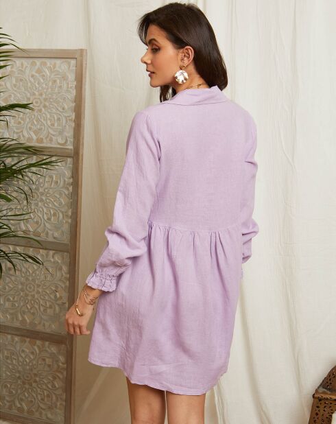 Robe 100% Lin Émilie lilas