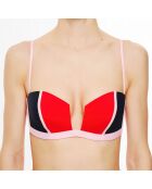 Haut de maillot de bain avec armatures Color Power noir/rouge/rose