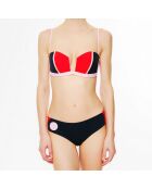 Haut de maillot de bain avec armatures Color Power noir/rouge/rose