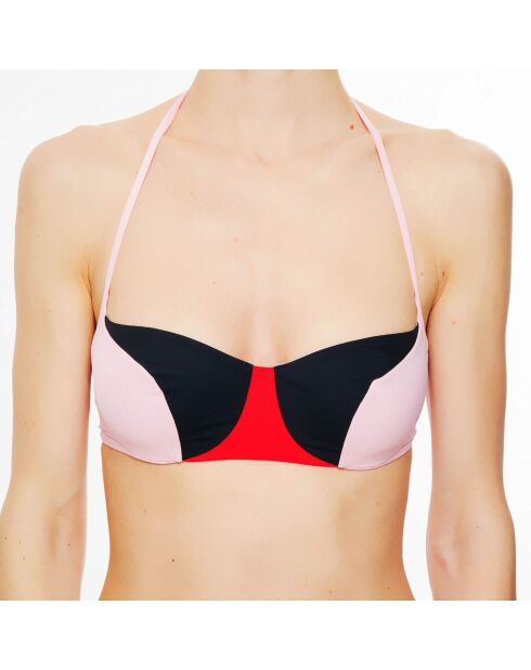 Haut de maillot de bain avec armatures Color Power noir/rose/rouge