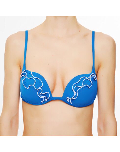 Waves lake blauw/witte bikinitop met peddels