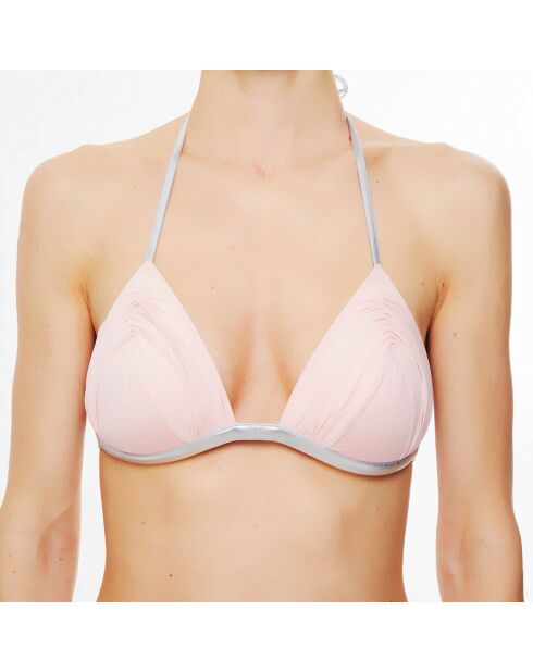 Lichtroze/zilveren driehoekige bikinitop van Waves