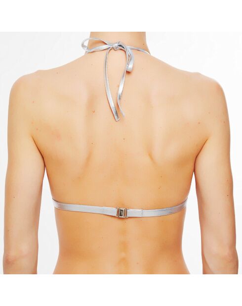 Lichtroze/zilveren driehoekige bikinitop van Waves