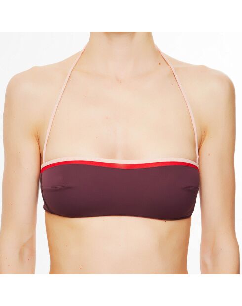 Kosmos badpaktop met hoofdband in bordeaux/roze/rood