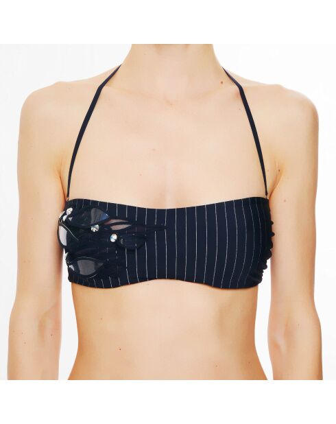 Marineblauwe badpaktop met hoofdband Avant-Garden