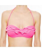 Haut de maillot de bain bandeau Waves fuchsia/blanc