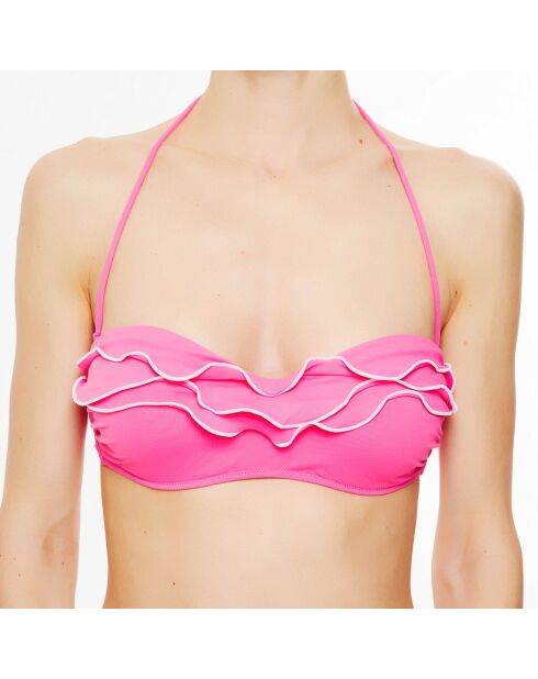 Waves fuchsia/witte bikinitop met bandeau