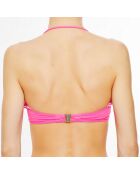 Haut de maillot de bain bandeau Waves fuchsia/blanc