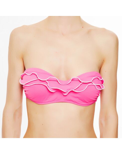 Waves fuchsia/witte bikinitop met bandeau