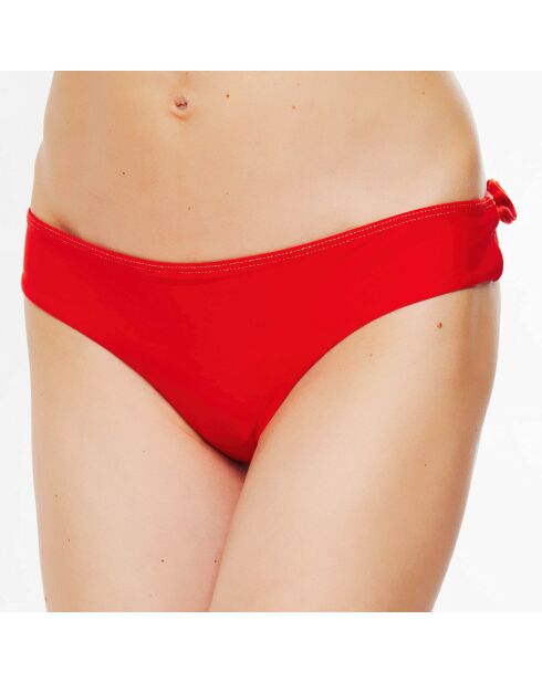Pantalones de baño brasileños con volantes en rojo jade