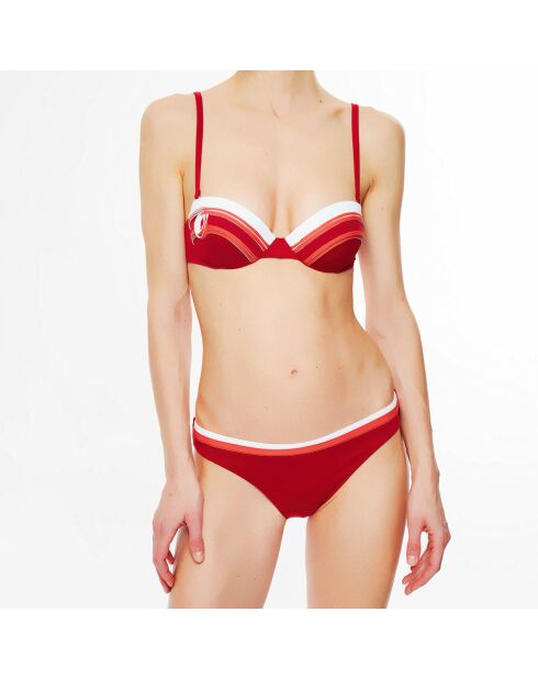 Bas de maillot de bain taille basse Corniche rouge/blanc