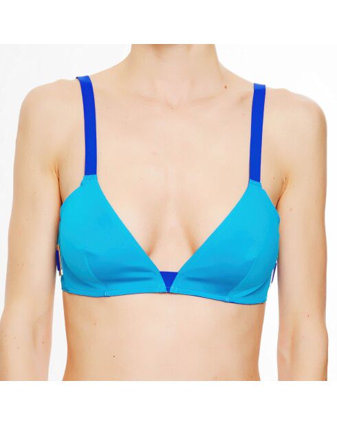 Ryder driehoekige bikinitop in turkoois/kobalt