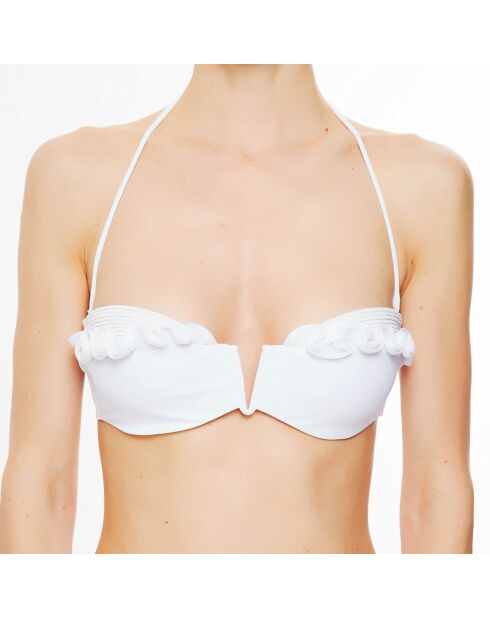 Haut de maillot de bain bandeau Ruffled Jade blanc
