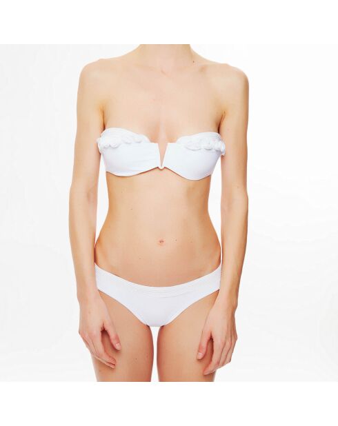 Haut de maillot de bain bandeau Ruffled Jade blanc