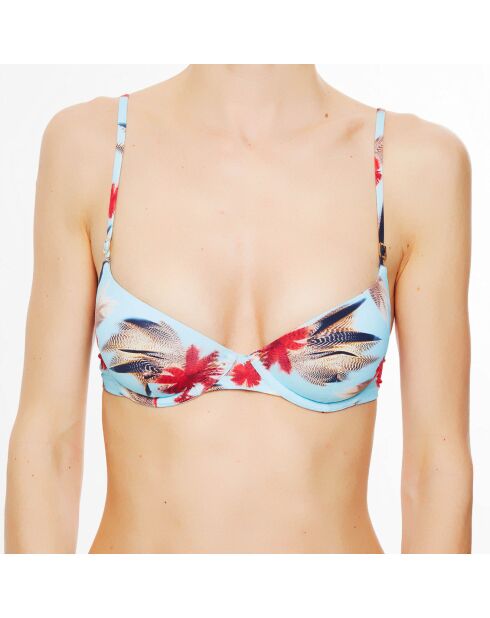 Haut de maillot de bain (taille petit) avec armatures Plumes bleu clair