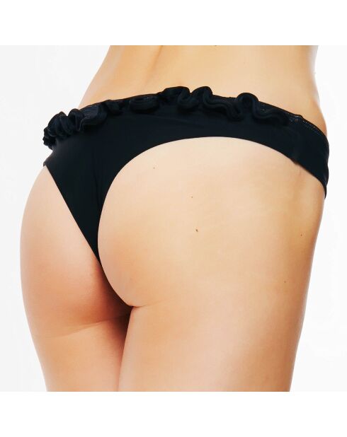 Bas de maillot de bain brésilien Ruffled Jade noir