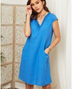 Königsblaues Trieste-Kleid aus 100% Leinen
