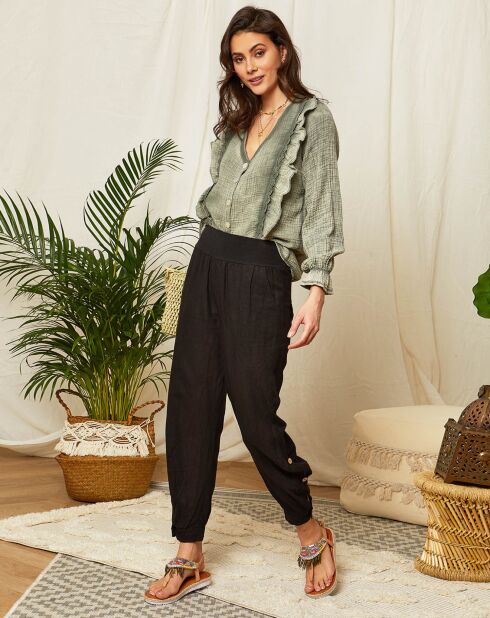 Schwarze Hose Florence aus 100% Leinen
