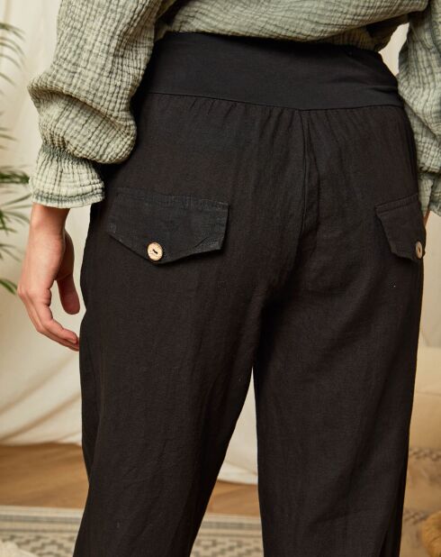 Schwarze Hose Florence aus 100% Leinen