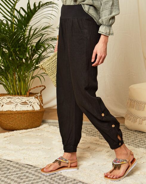 Schwarze Hose Florence aus 100% Leinen