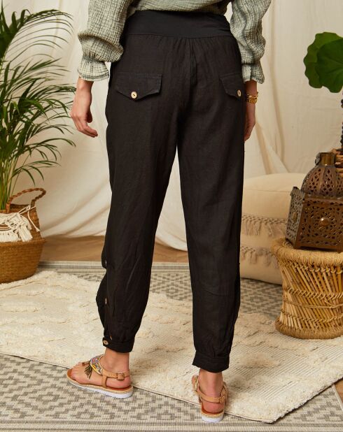 Schwarze Hose Florence aus 100% Leinen