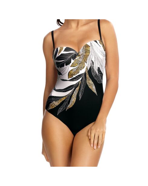 Maillot de bain 1 Pièce Push-Up Salma multicolore/noir/blanc