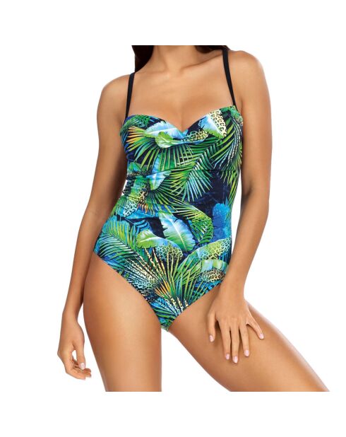 Maillot de bain 1 Pièce Push-Up Sonia multicolore/noir/vert