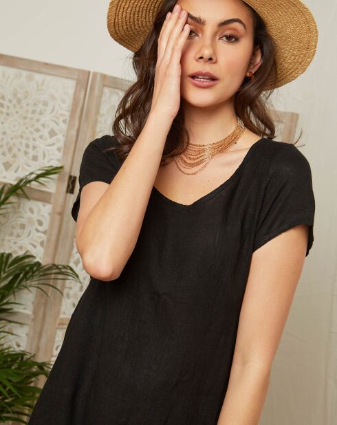 Vestido negro Foggia 100% lino