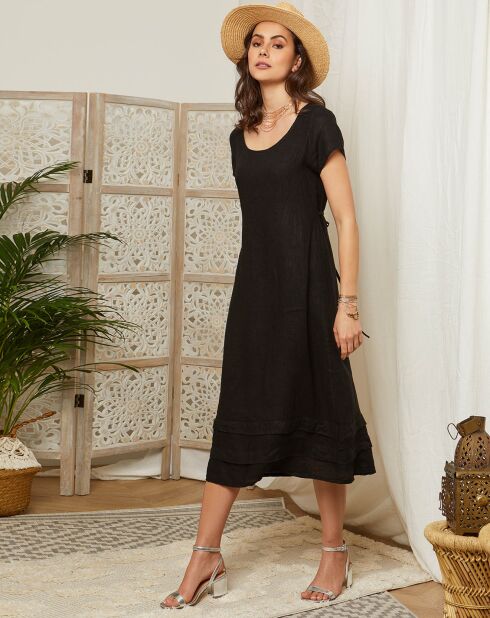 Vestido negro Foggia 100% lino