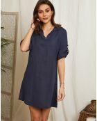 Robe 100% Lin Suzanne marine