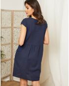 Robe 100% Lin Solene marine