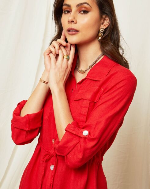 Terni rode jurk van 100% linnen