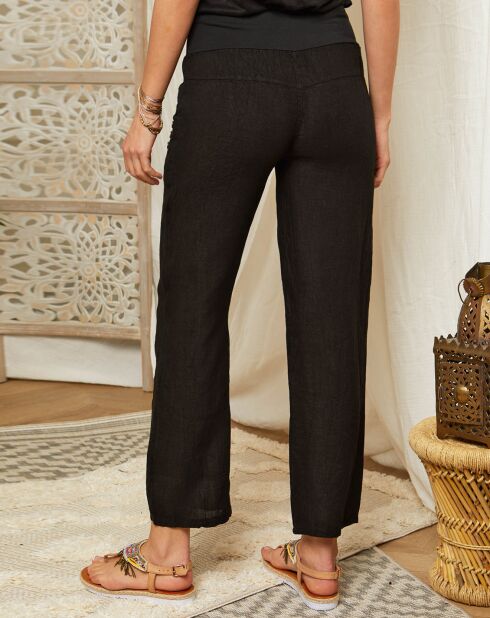 Aurélie zwarte broek van 100% linnen