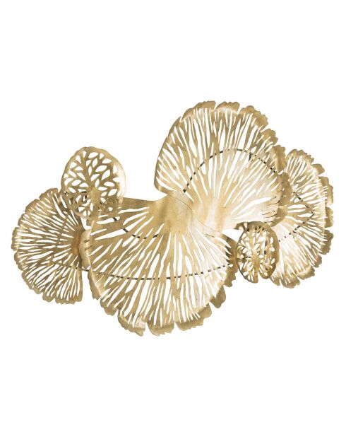 Decoración de pared con palmito dorado - 64x115x5 cm