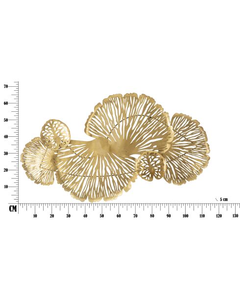 Decoración de pared con palmito dorado - 64x115x5 cm