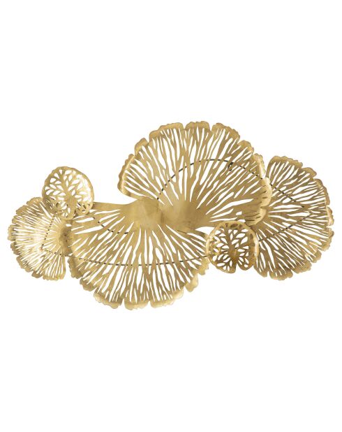 Decoración de pared con palmito dorado - 64x115x5 cm