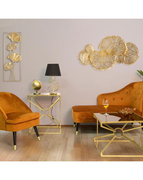 Decoración de pared con palmito dorado - 64x115x5 cm