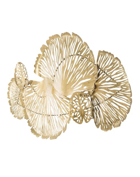 Decoración de pared con palmito dorado - 64x115x5 cm